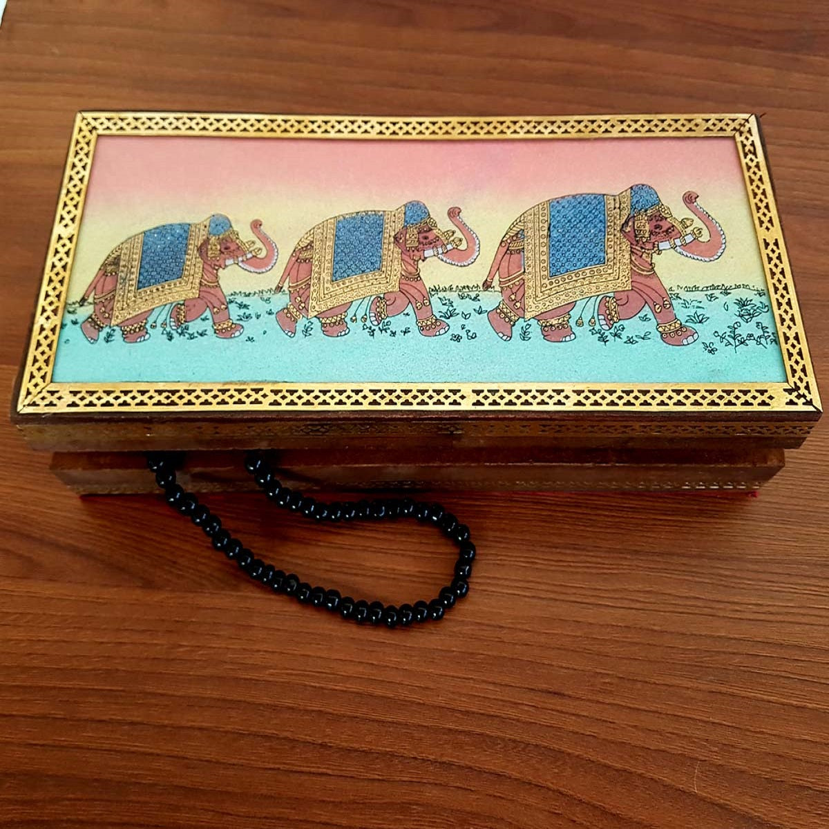 Wooden Painted Jewellery Box 4x8 Inch