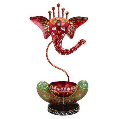 Ganesha Tea Light And Stand Showpiece 12 Inch