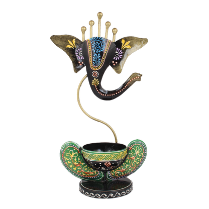 Ganesha Tea Light And Stand Showpiece 12 Inch