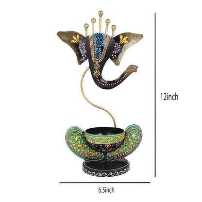 Ganesha Tea Light And Stand Showpiece 12 Inch