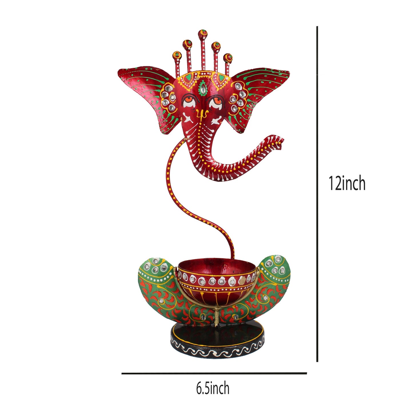 Ganesha Tea Light And Stand Showpiece 12 Inch