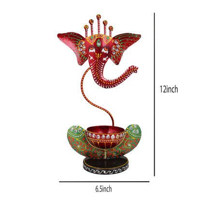 Ganesha Tea Light And Stand Showpiece 12 Inch