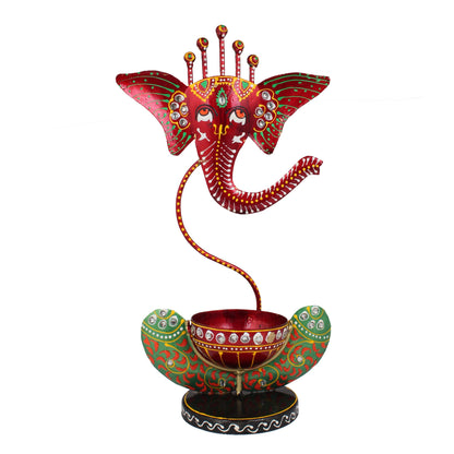 Ganesha Tea Light And Stand Showpiece 12 Inch