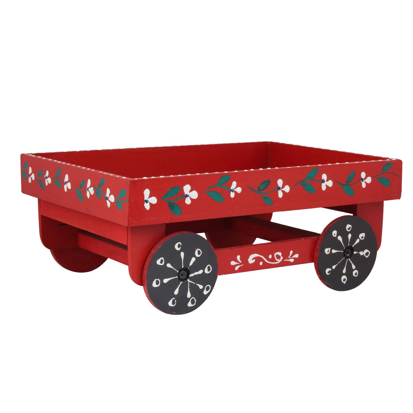 Wooden Handpained Tea Thela Serving Table Trolley