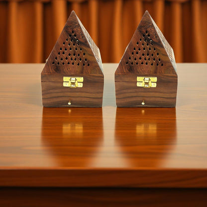 Wooden Dhoop Dani Stand / Lobandan Small Shape Box set of 2 Pc