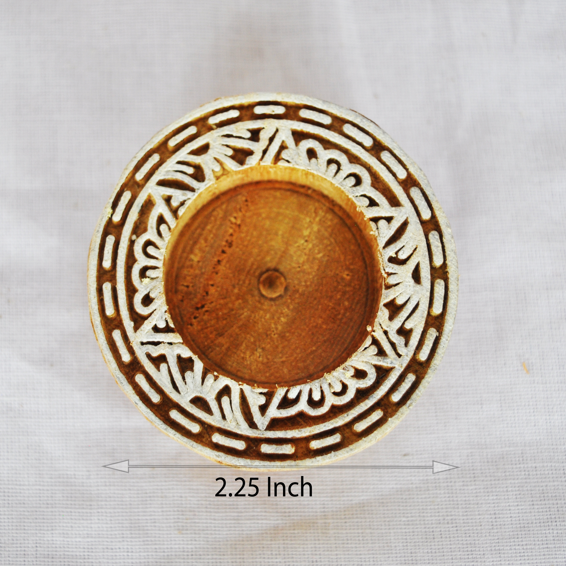 Wooden Small Round Block Diya Shape pair