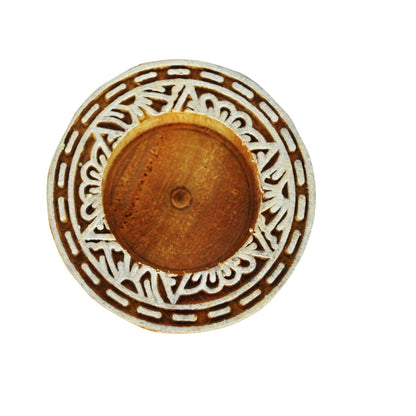 Wooden Small Round Block Diya Shape pair