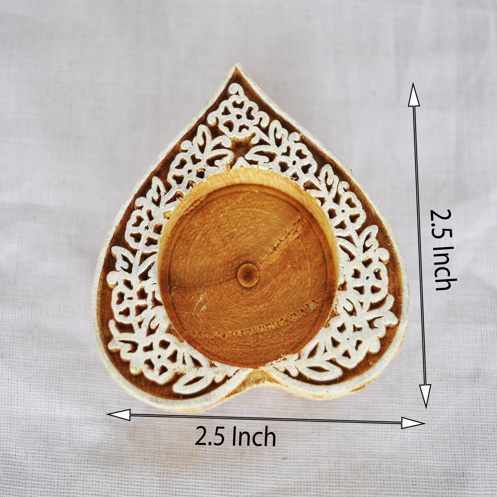 Wooden Small Heart Block Diya Shape pair