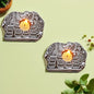 Wooden Hand block Elephant Shape Diya pair