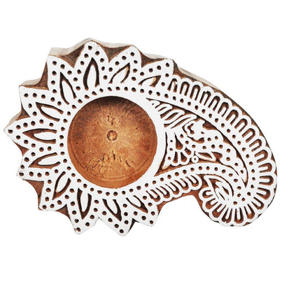 Wooden Hand block Shankh Shape Diya 2 pc