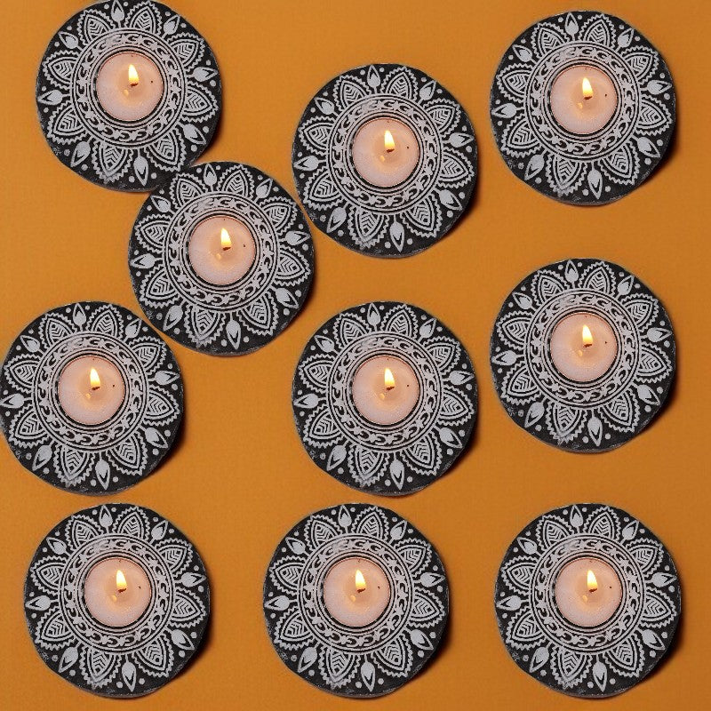 Wooden Hand Round Shape Diya pair