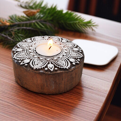 Wooden Hand Round Shape Diya pair