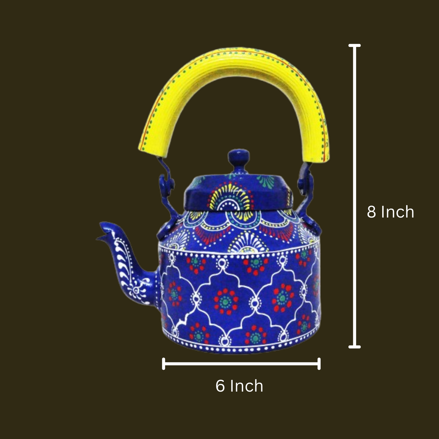 Wooden Kettle Tea Cart With 6 Glasses Set