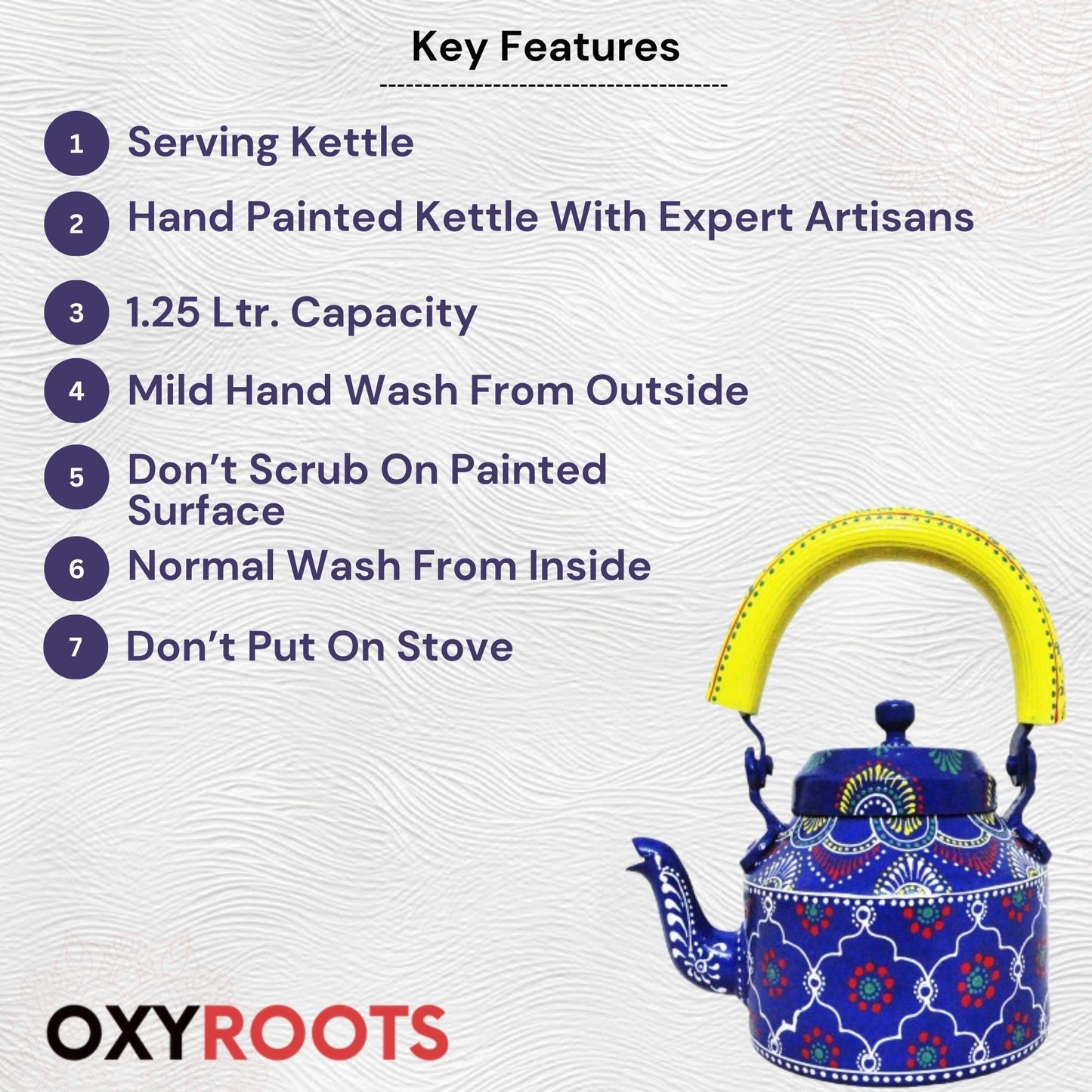 Wooden Kettle Tea Cart With 6 Glasses Set