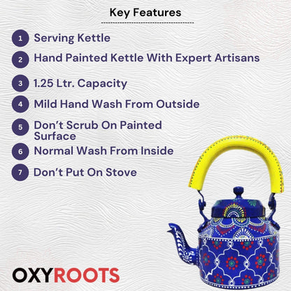 Wooden Kettle Tea Cart With 6 Glasses Set