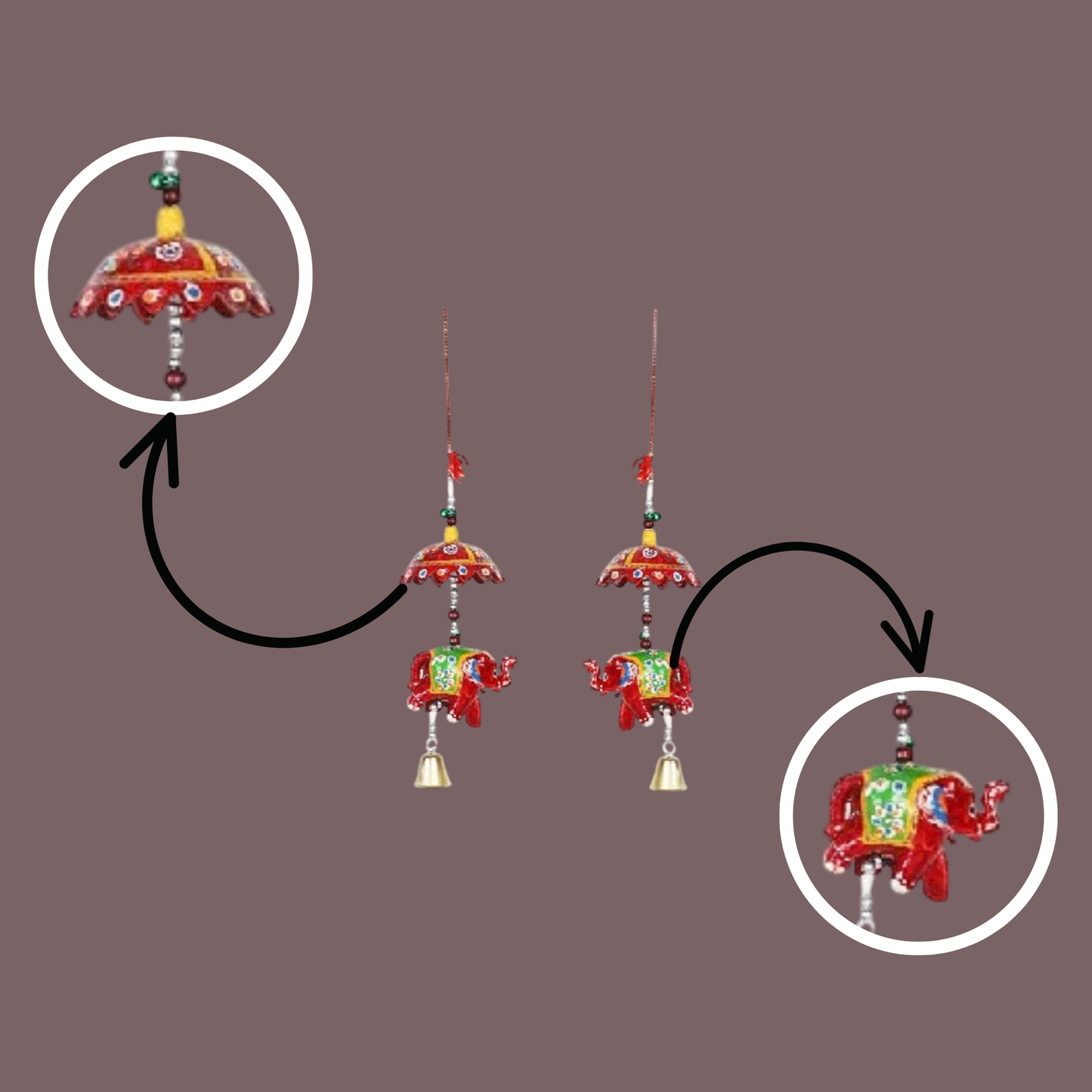 Beautiful Elephant Hanging Door For Home Set of 4 pc