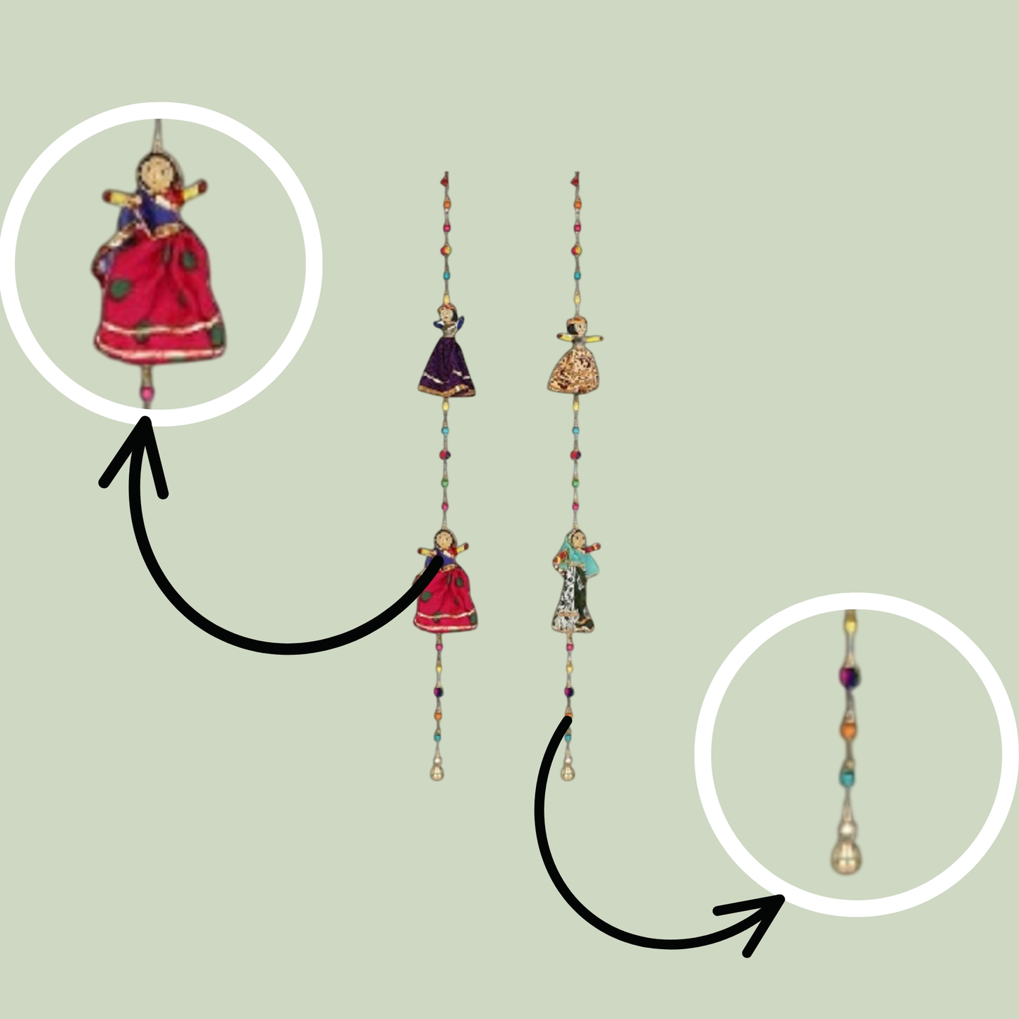 Wooden 2 Puppets Hanging Door Home 1 Pair