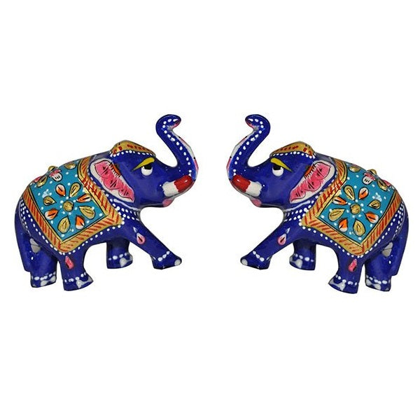 metal Elephant Statue Showpiece Pair - 2 Inch