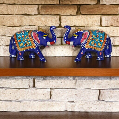 metal Elephant Statue Showpiece Pair - 2 Inch