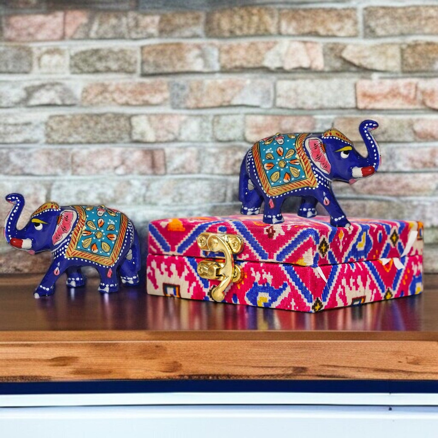 metal Elephant Statue Showpiece Pair - 2 Inch