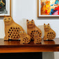 Wooden Cat Jali Antique Showpiece Set Of 5 Pcs