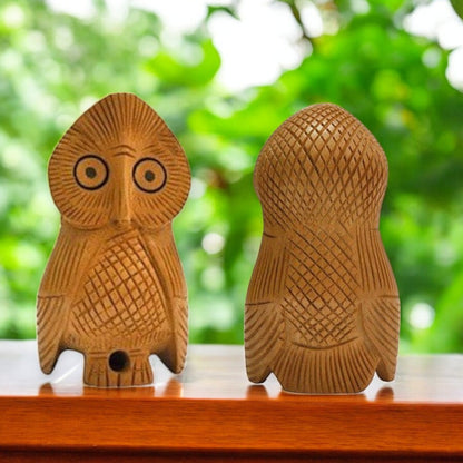 Wooden Owl Set Carving Antique Showpiece Set Of 5 Pcs