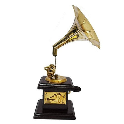 Wooden Brass Gramophone Retro Age Showpiece