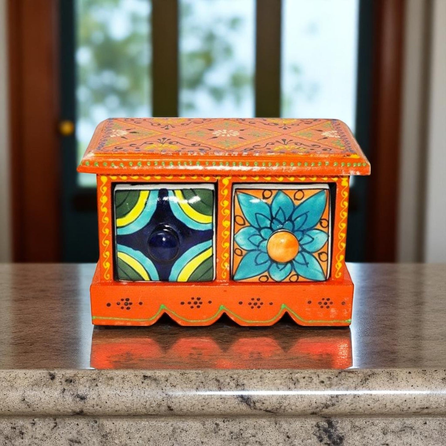 Wooden Dryfruits And Two Drawer Box