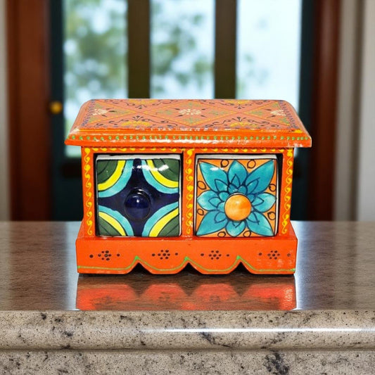 Wooden Dryfruits And Two Drawer Box