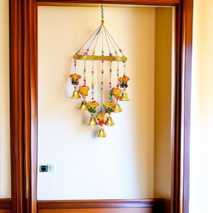 Wooden Ganesha Bells Wall Hangings Door Decorative set of two pc