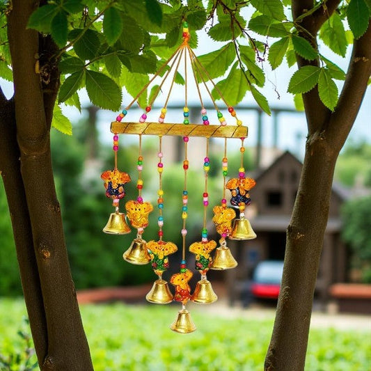 Wooden Ganesha Bells Wall Hangings Door Decorative set of two pc
