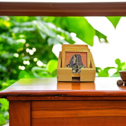 Wooden One Coaster For Tea Cups Coffee - 4 Plates