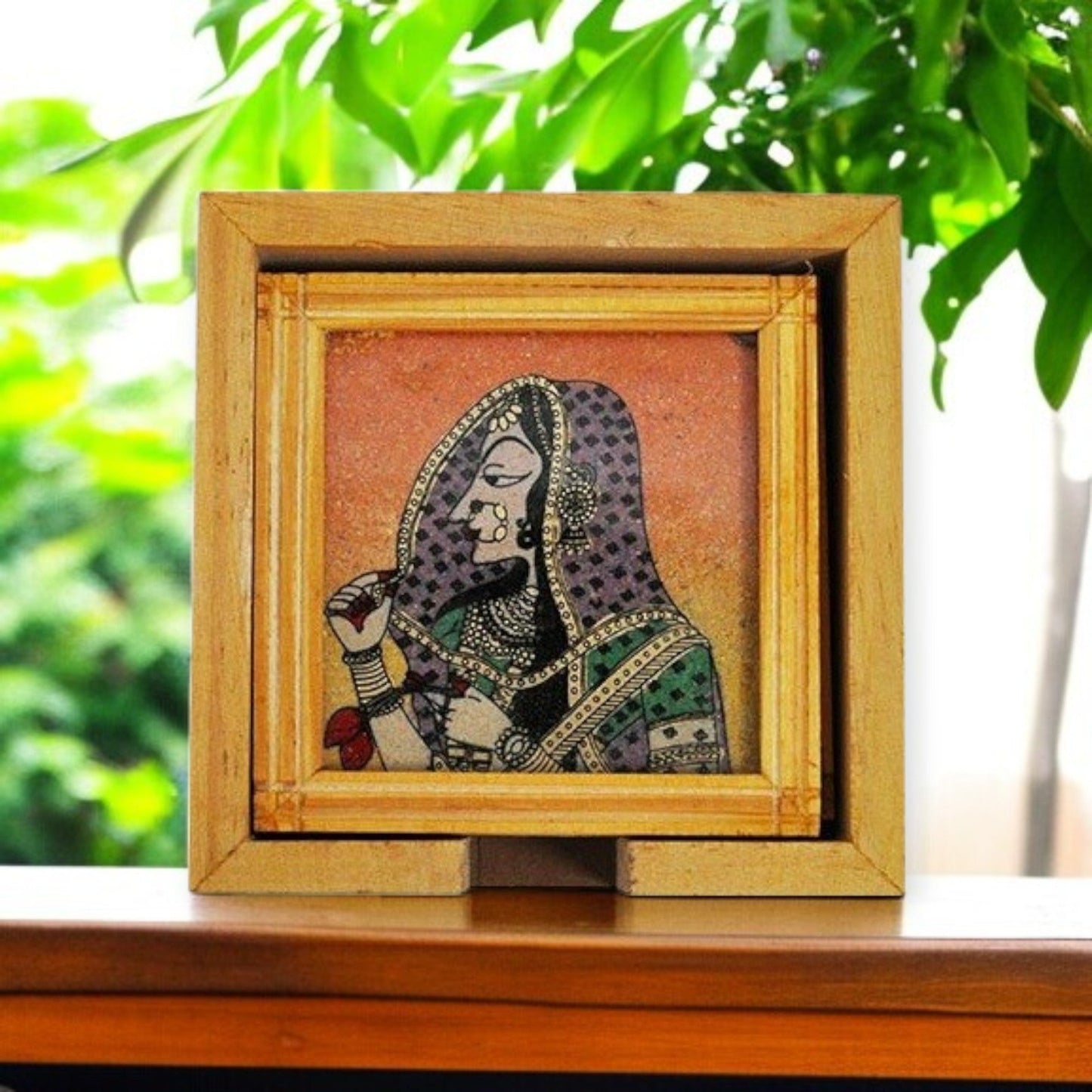 Wooden One Coaster For Tea Cups Coffee - 4 Plates