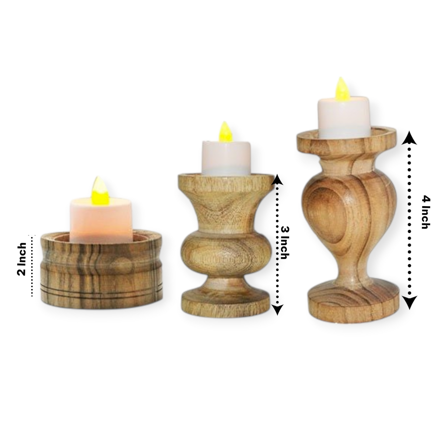 Wooden Candle Holder Stand Set of 3