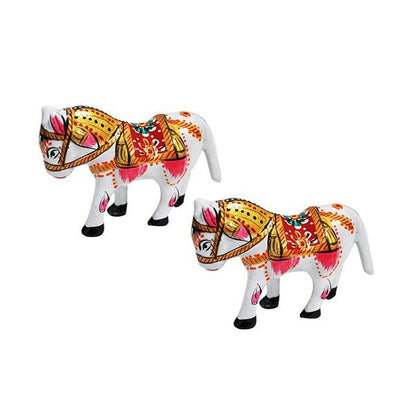 White Horse Metal Meenakari - 1 Pair Gift