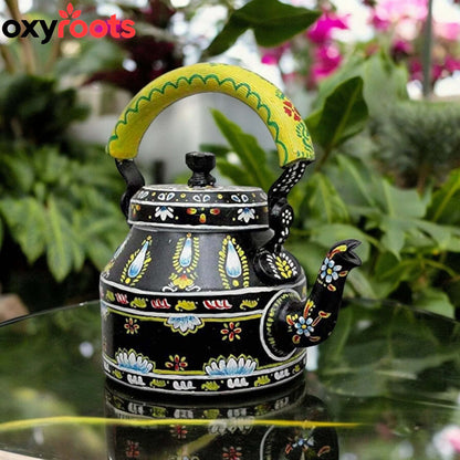 Aluminum Painted Tea Kettle Figurine Decorative