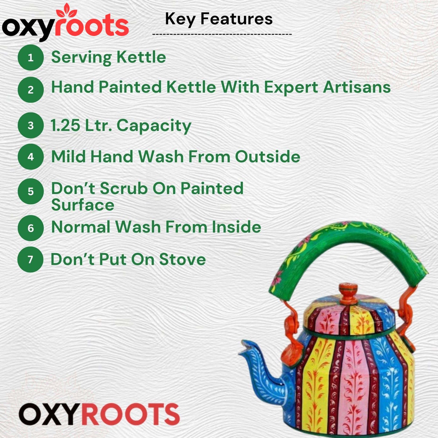 Aluminum Painted Tea Kettle Figurine Decorative