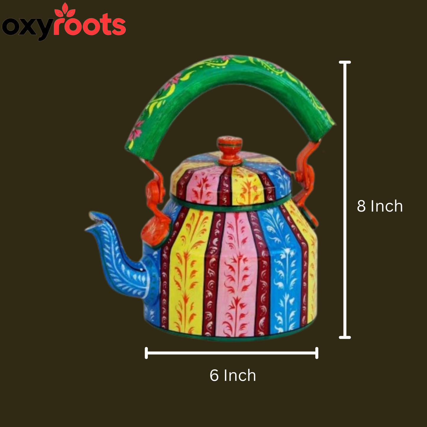 Aluminum Painted Tea Kettle Figurine Decorative