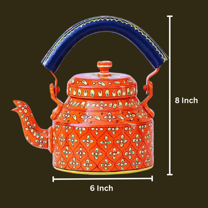 Aluminum Painted Tea Kettle Figurine Decorative