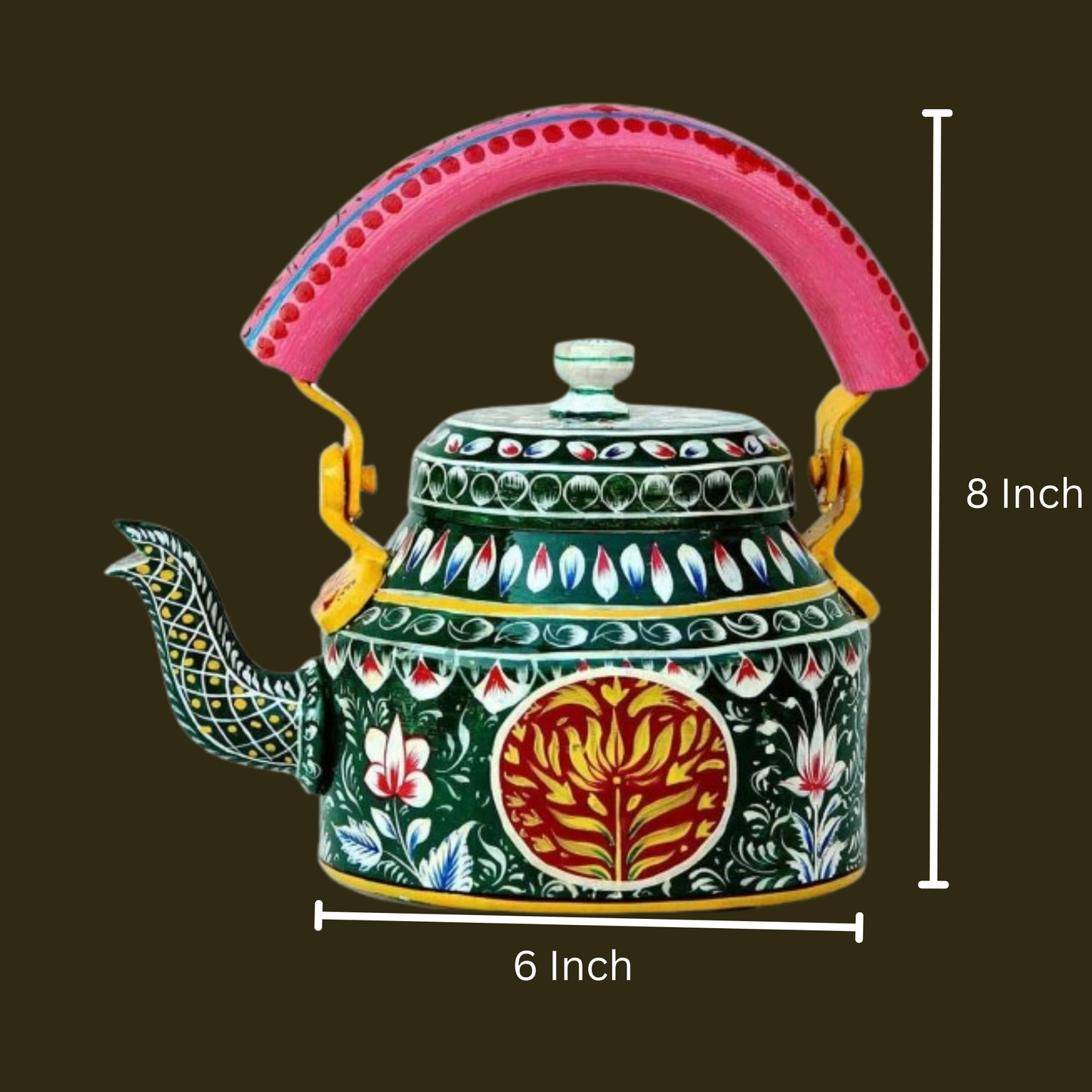 Aluminum Painted Tea Kettle Figurine Decorative