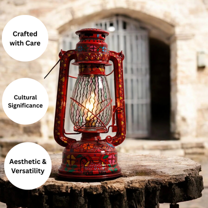 Beautiful Traditional Flower Painting Hanging Lalten/lantern With Electronic Holder