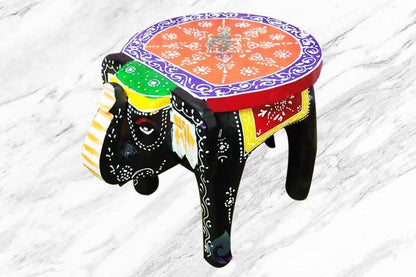Wooden Elephant Stool Side Table/ Pooja Table 8 Inch