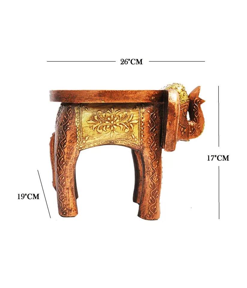 Wooden Elephant Stool Side Table For Gifts