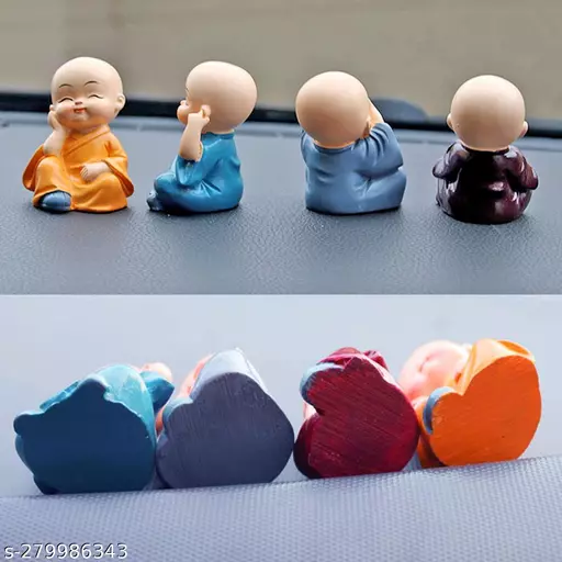Polyresin Baby Monk Buddha Serene Figurine Showpiece Set Of - 4 pcs