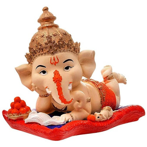 Lord Ganesha Sliping Reading Book Showpiece