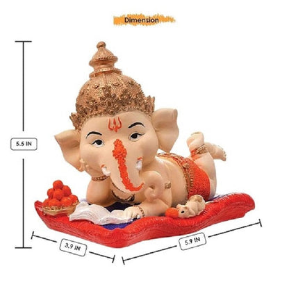 Lord Ganesha Sliping Reading Book Showpiece