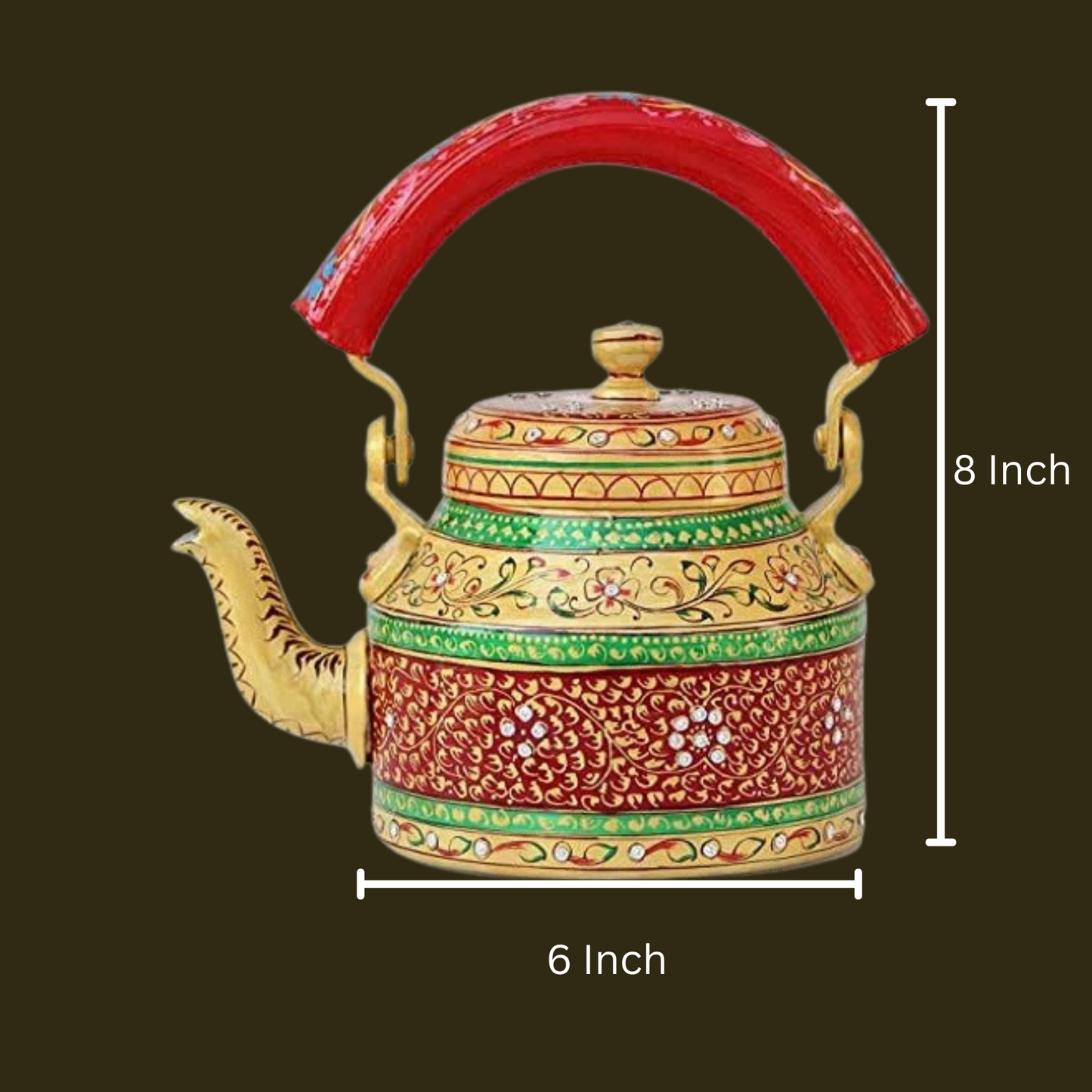 Aluminum Painted Tea Kettle Figurine Decorative