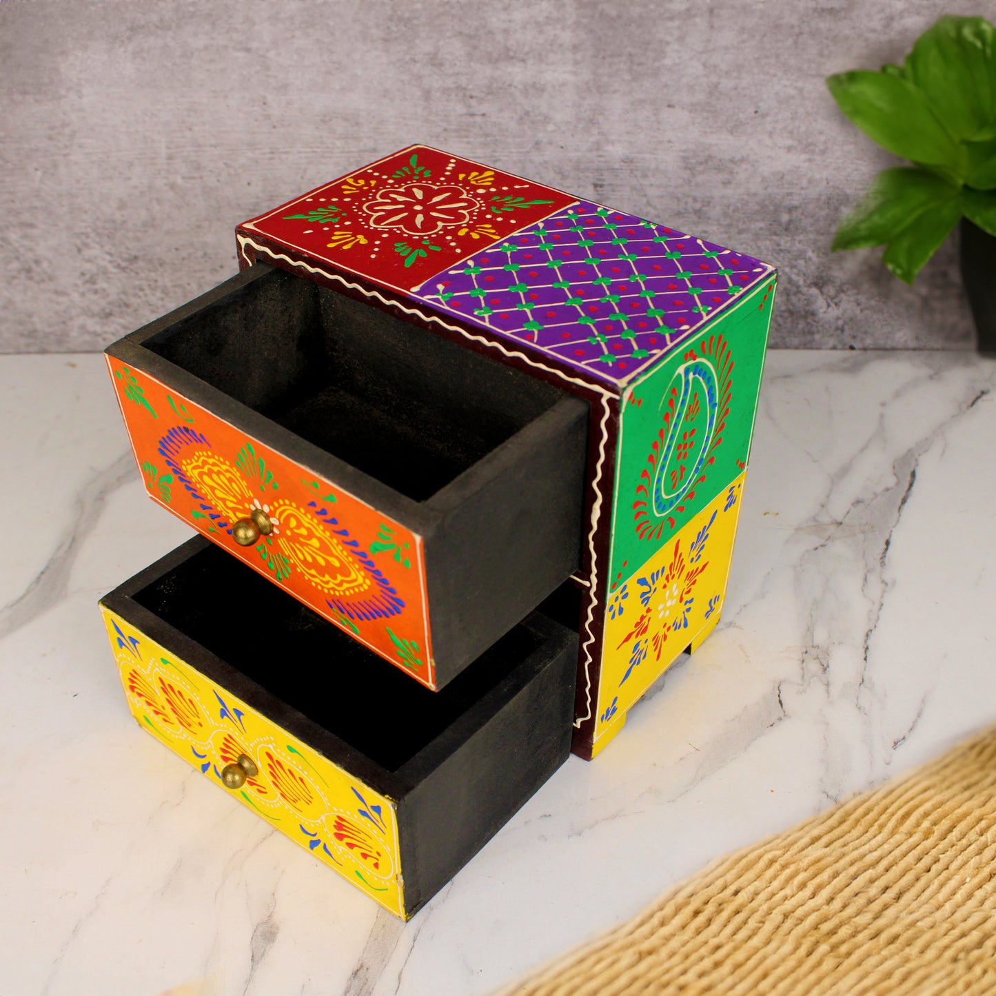 Wooden Two Drawer Storage Box