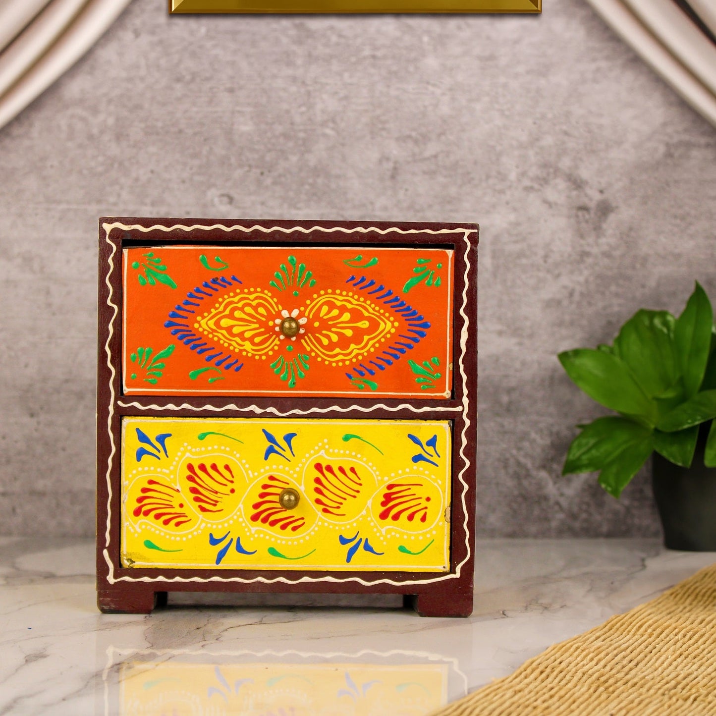 Wooden Two Drawer Storage Box