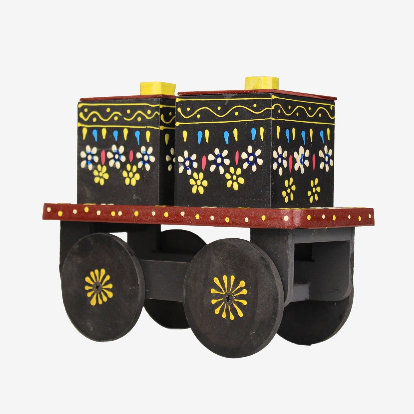 Wooden Dry Fruit Box On Wheels Set Of 2